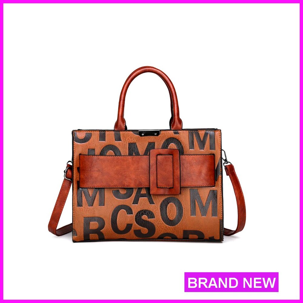 Crocodile Pattern Vegan Leather Tote Satchel Handbag Adjustable Strap Spacious